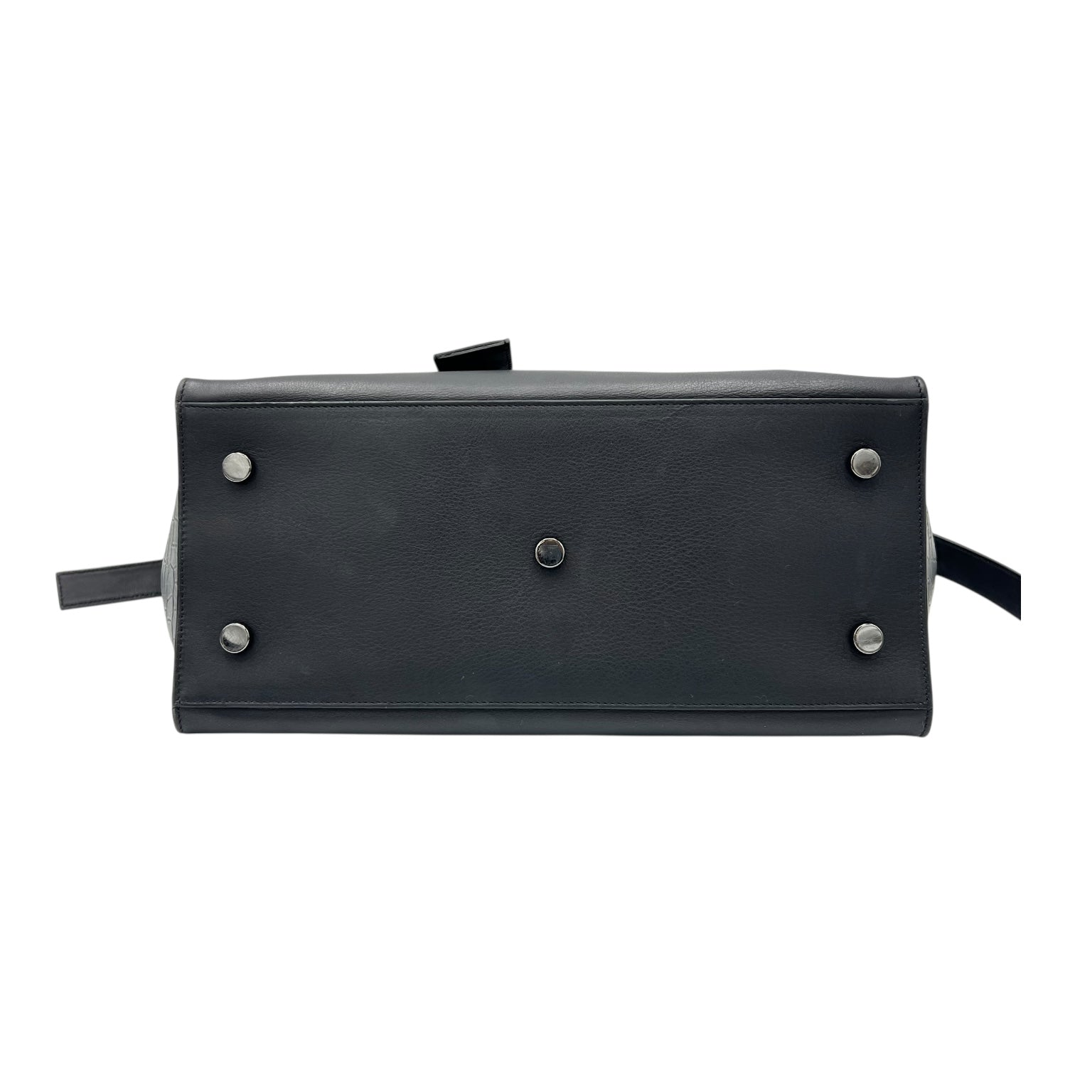 Saint Laurent Cabas Top Handle Bag Black in Calfskin, Lacquered Metal hardware_5