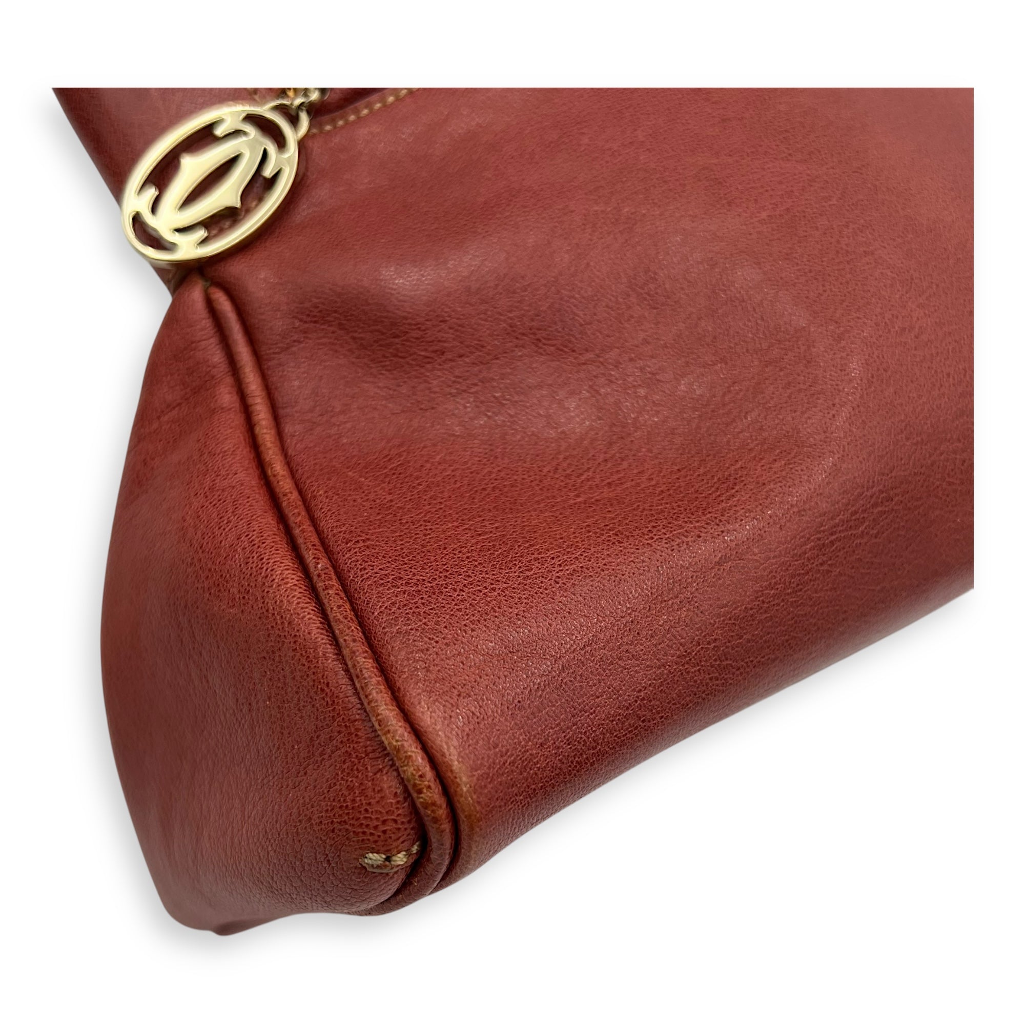 Cartier Marcello Top Handle Bag Red in Calfskin, Gold hardware_15