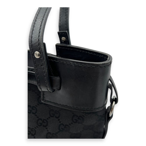 Gucci GG Top Handle Bag Black in Canvas, Silver hardware_8