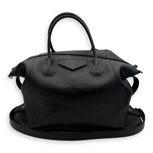 Givenchy Antigona Maxi Black Duffle Bag in Calfskin, Silver hardware_12