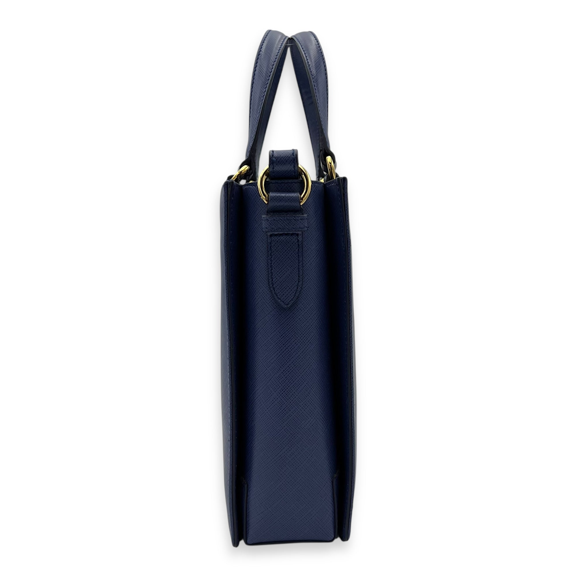 Ferragamo  Tracy Crossbody Bag Small Blue in Saffiano Leather, Gold hardware_3