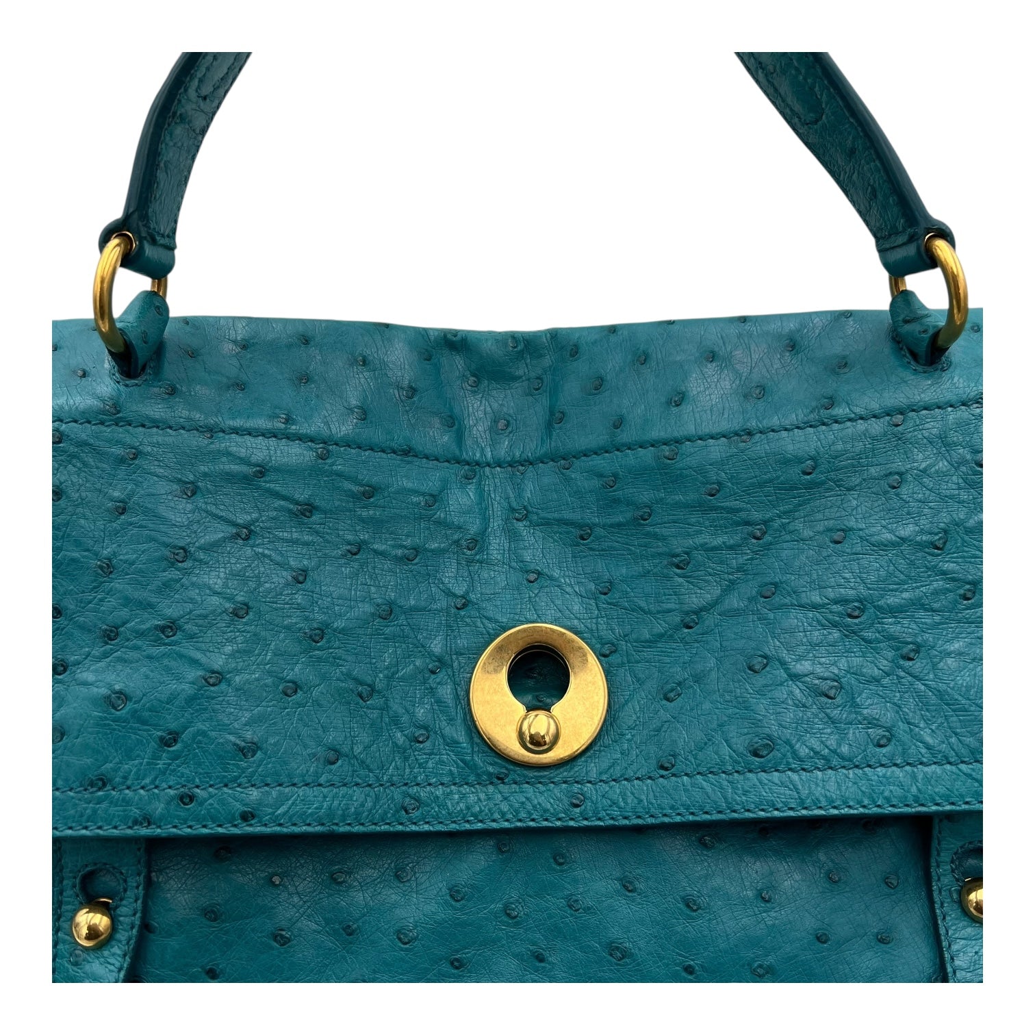 Saint Laurent Muse Top Handle Bag Green in Others, Gold hardware_7