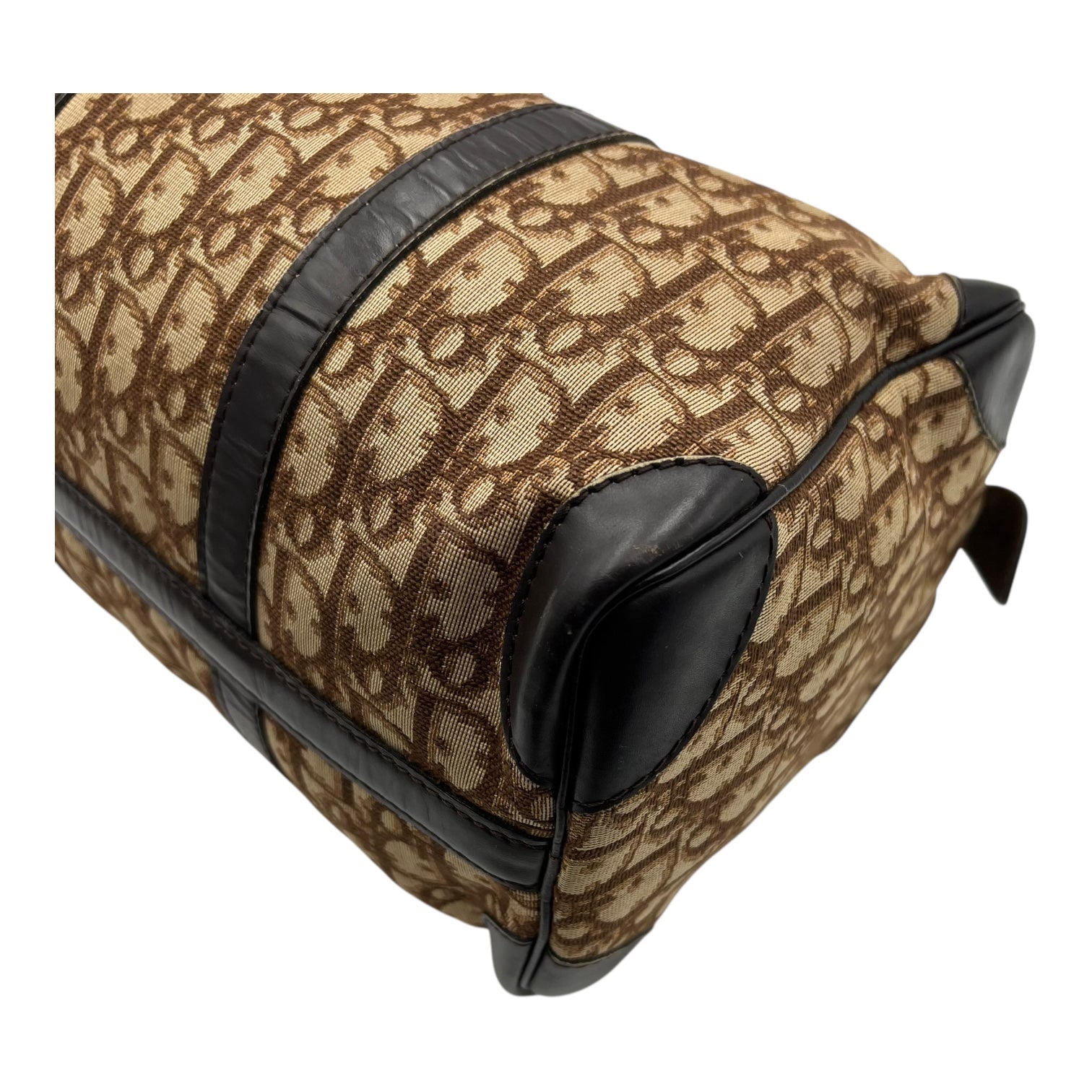 Christian Dior Trotteur Top Handle Bag Brown in Coated Canvas, Silver hardware_15