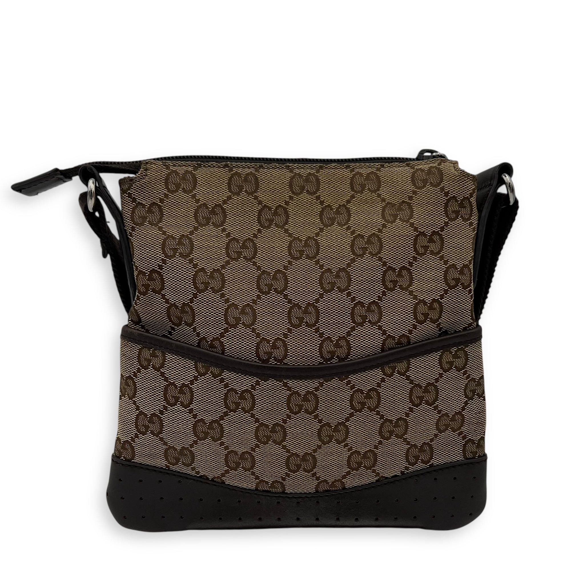 Gucci GG Crossbody Bag Brown in Canvas, Silver hardware_1