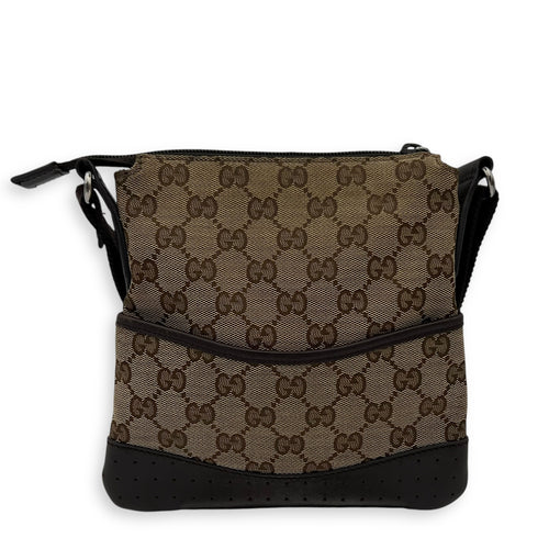 Gucci GG Crossbody Bag Brown in Canvas, Silver hardware_1