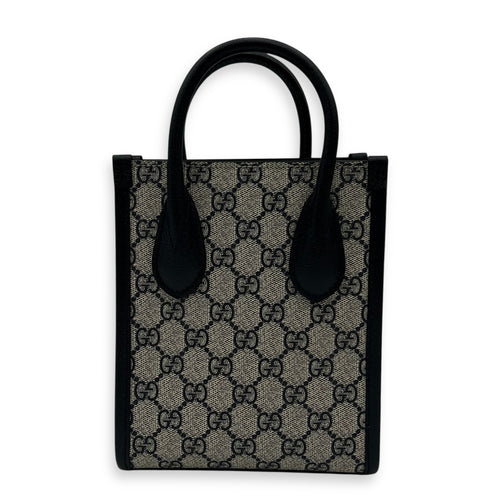 Gucci GG Supreme Top Handle Bag Blue in Coated Canvas, Silver hardware_2