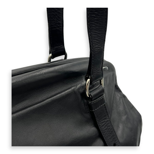 Prada Frame Shoulder Bag Black in Calfskin, Silver hardware_8