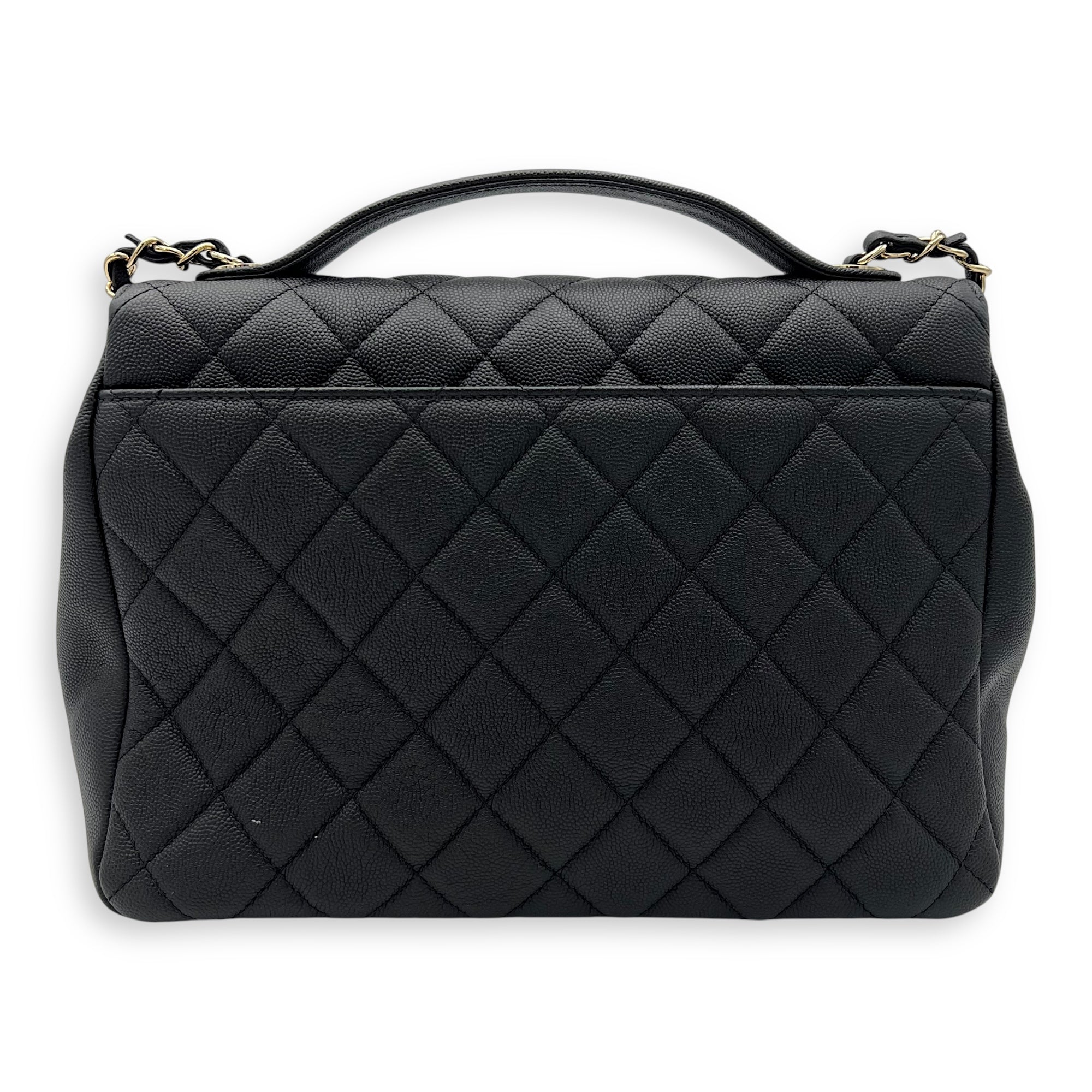 Chanel Business Affinity Black Top Handle Bag in Caviar Leather, Light Gold hardware_2