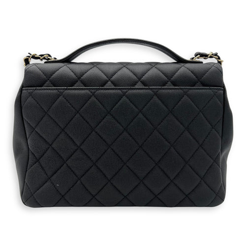 Chanel Business Affinity Black Top Handle Bag in Caviar Leather, Light Gold hardware_2