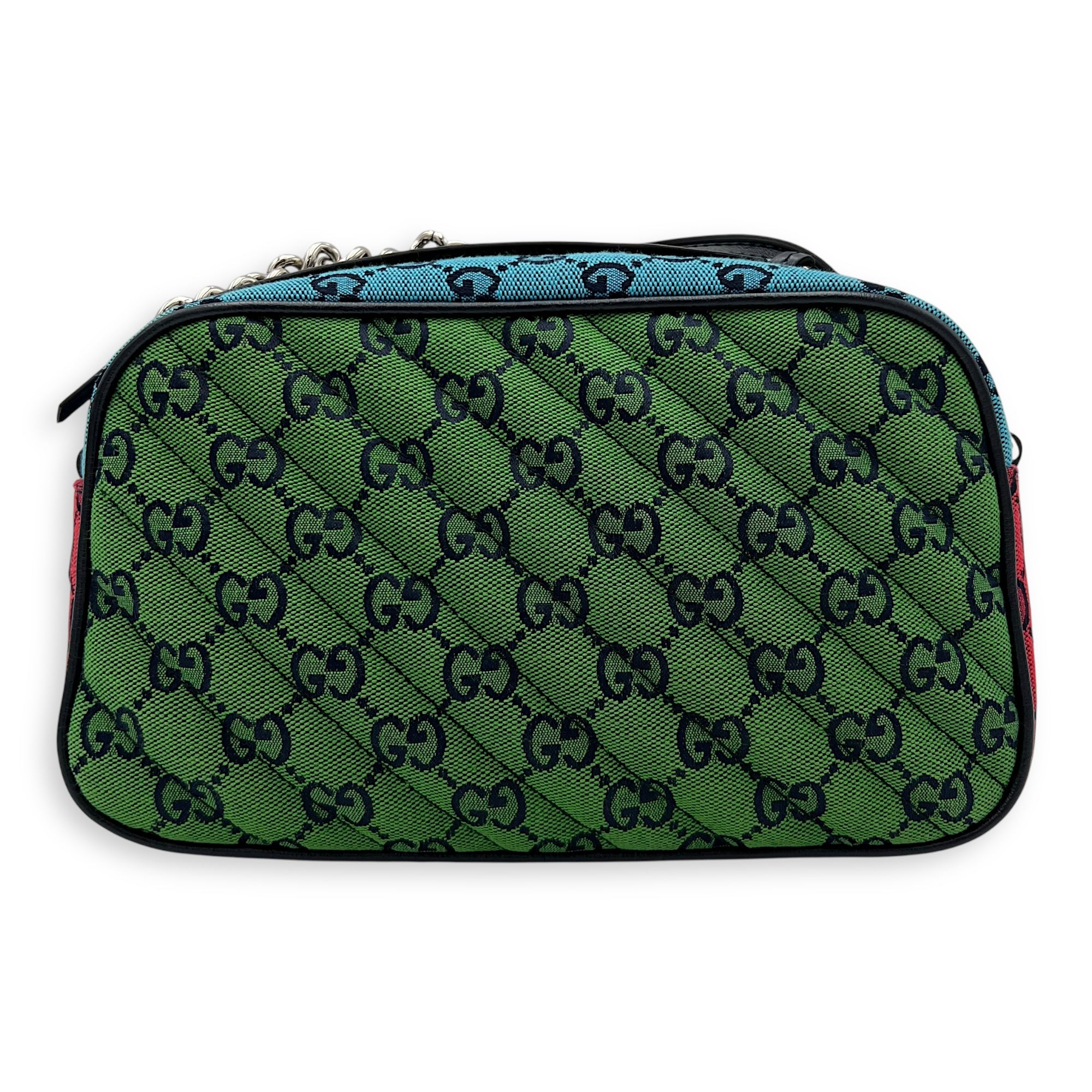 Gucci GG Crossbody Bag Pink in Denim, Silver hardware_2