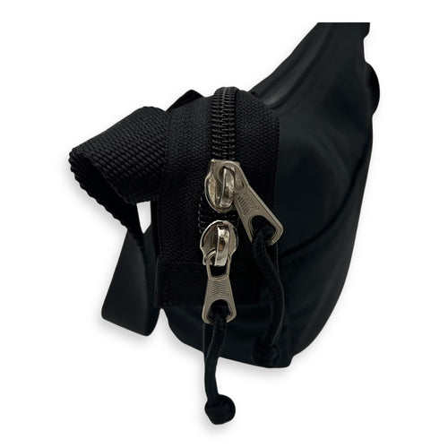 Balenciaga Logo Shoulder Bag Black in Canvas, Silver hardware_9