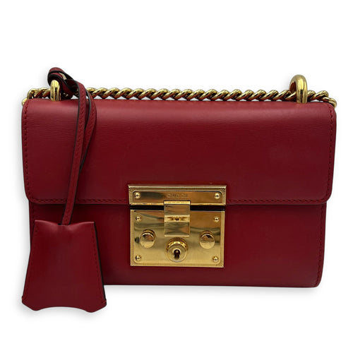 Gucci Padlock Shoulder Bag Red in Calfskin, Gold hardware_13