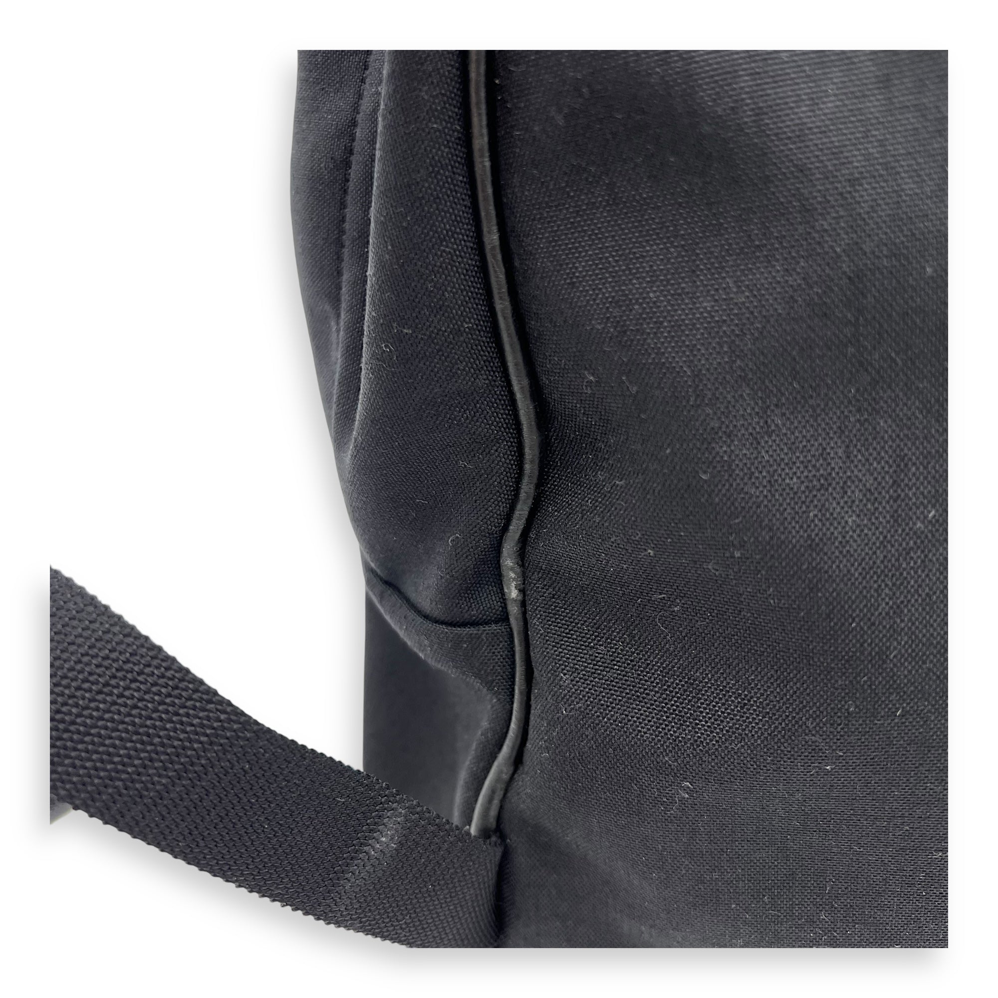 Saint Laurent Logo Backpack Black in Canvas, Silver hardware_13