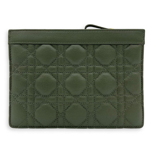 Christian Dior Caro Pouch with chain Green in Calfskin, Gold hardware_2