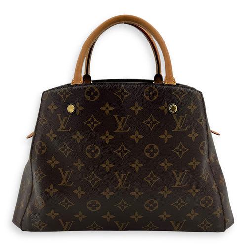 Louis Vuitton Montaigne Top Handle Bag MM Brown in Monogram Coated Canvas, Gold hardware_1