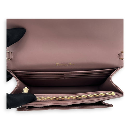 Dior Lady Dior chain pouch Crossbody Bag Pink in Calfskin, Gold hardware_6
