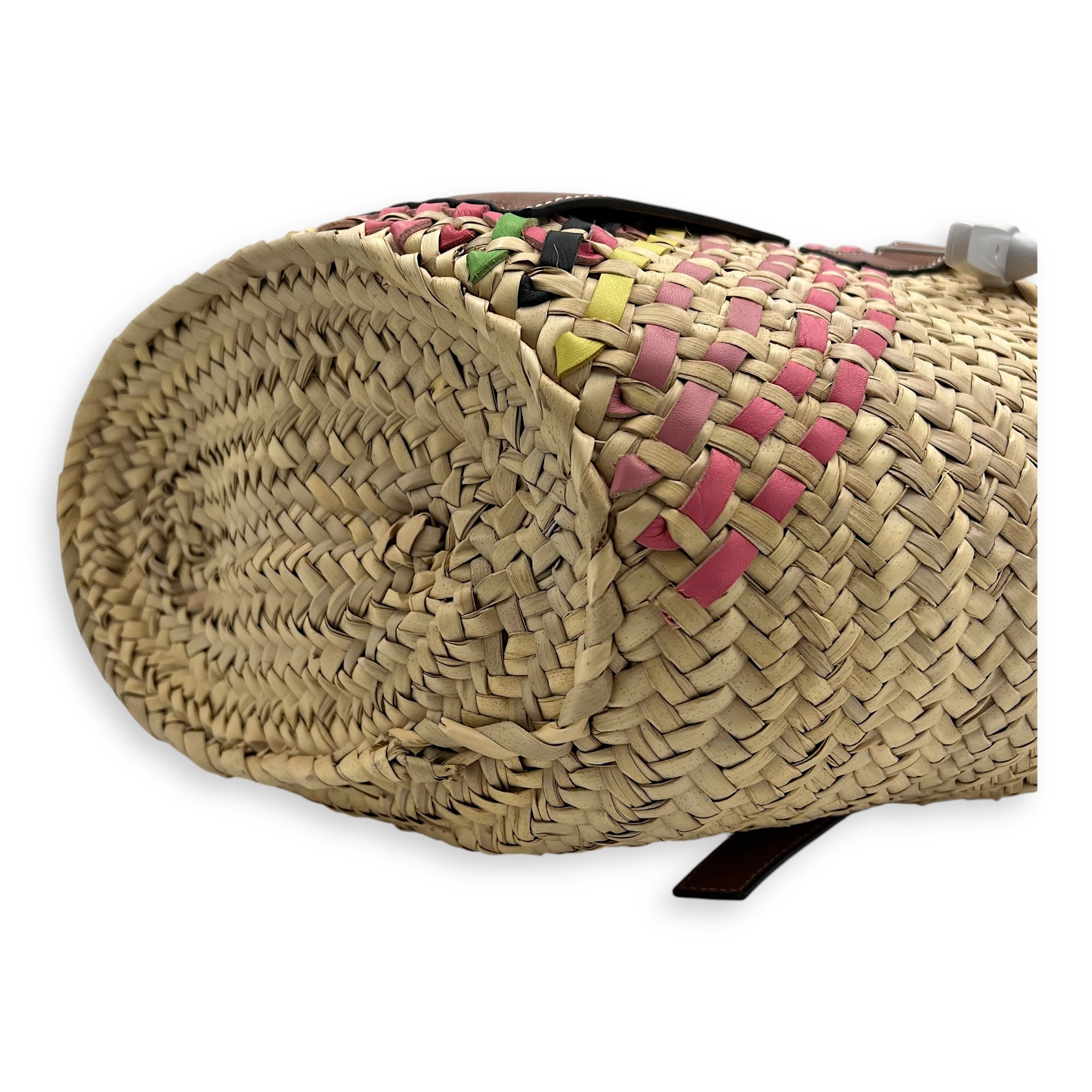 Loewe Basket Beige Top Handle Bag in Raffia, Silver hardware_9