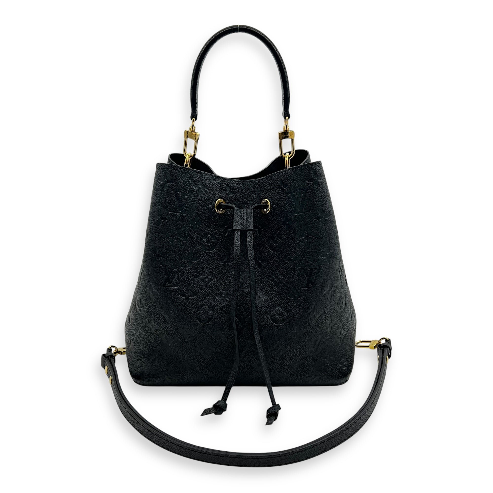 Louis Vuitton NeoNoe MM Black Bucket Bag in Monogram Empreinte Leather, Gold hardware_13