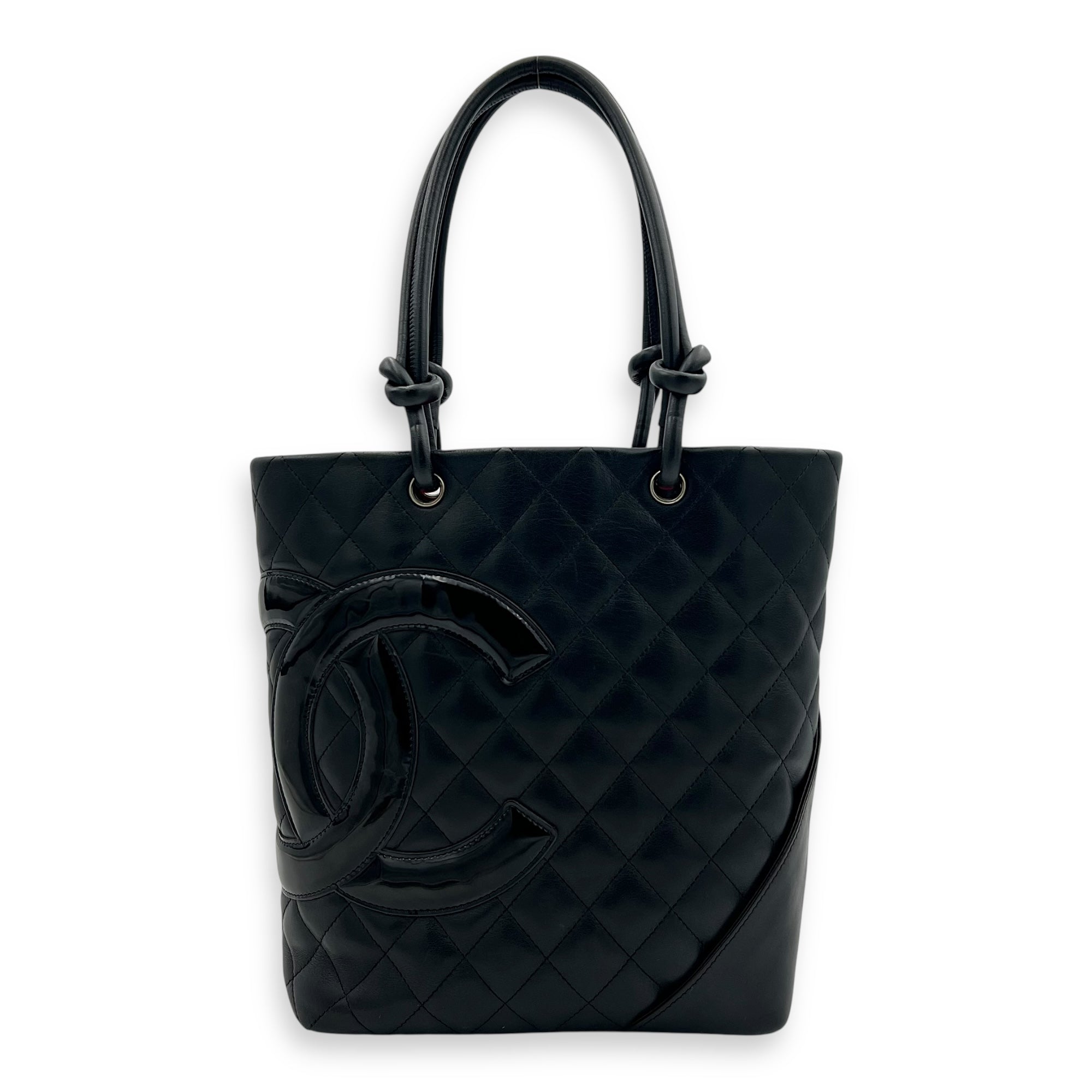 Chanel Cambon Tote Bag Black in Lambskin, Silver hardware_1