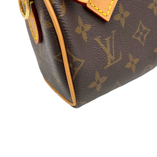 Speedy Nano Brown Top Handle Bag in Monogram Coated Canvas, Gold hardware