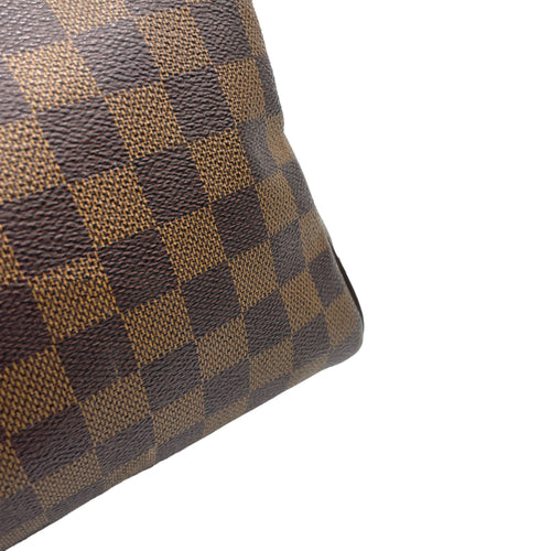 Speedy Top Handle Bag 35 Damier Ebene in Coated Canvas, Gold hardware