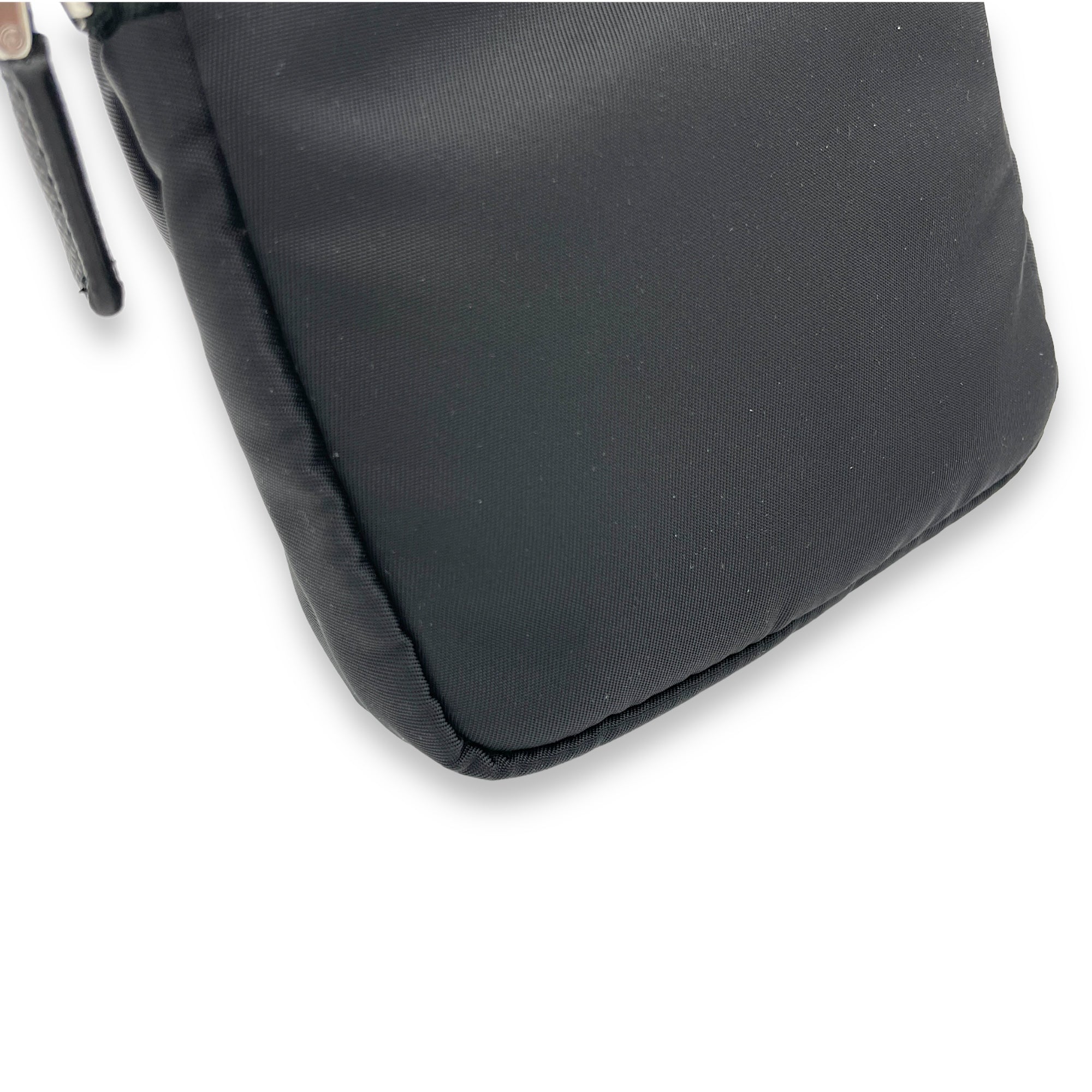 Phone Black Crossbody Bag in Re-Nylon, Silver hardware