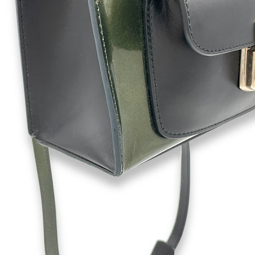 All Afternoon Top Handle Bag Green in Patent Leather, Silver hardware