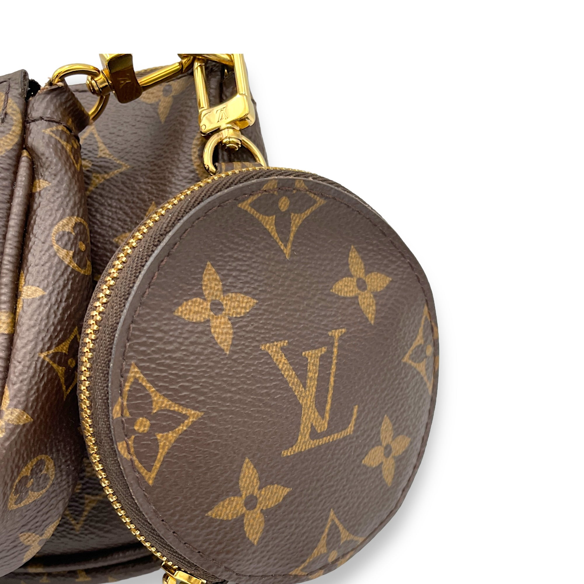 Multi-Pochette Accessoires Crossbody Bag Brown in Monogram Coated Canvas, Gold hardware