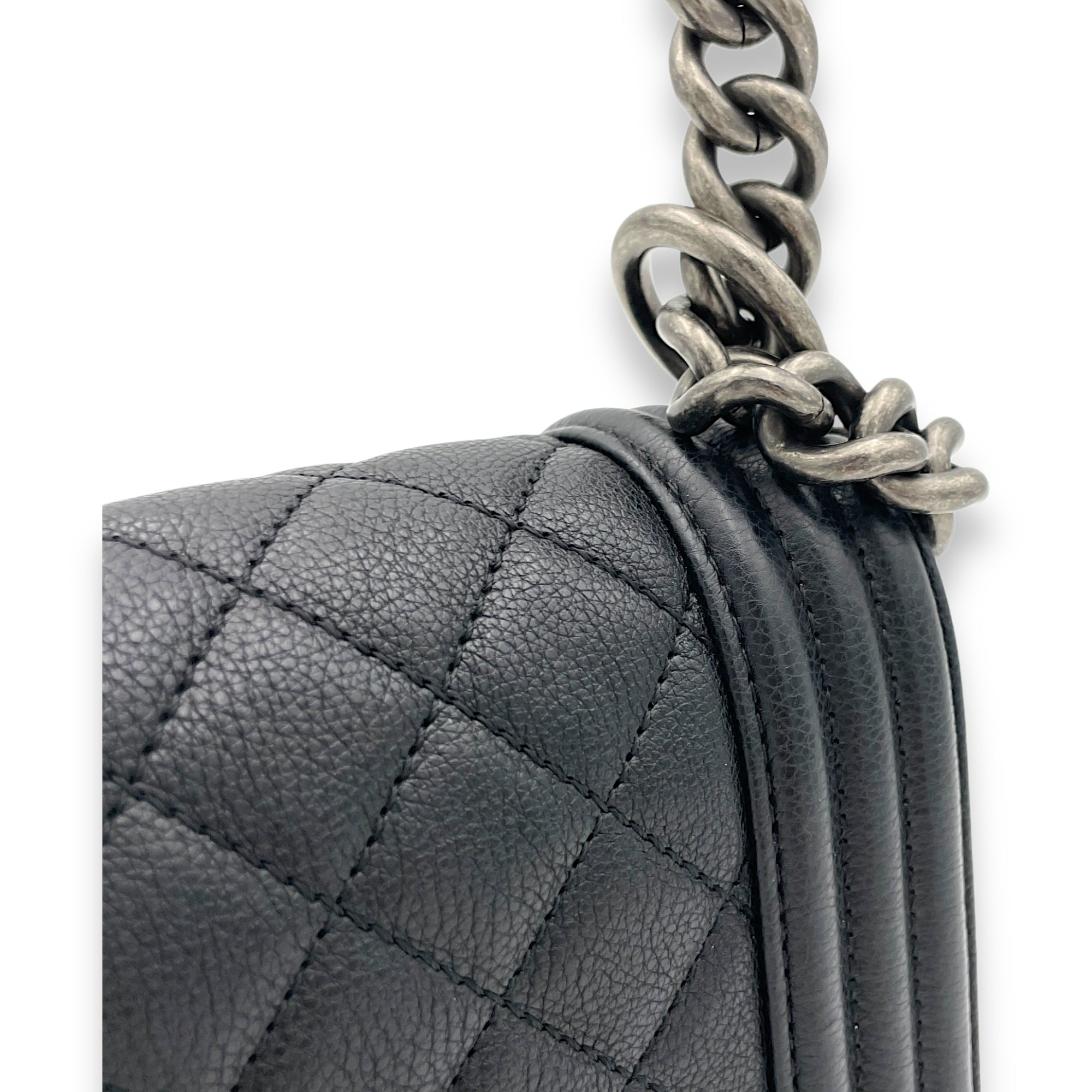 Boy Crossbody Bag Small Black in Calfskin, Ruthenium hardware