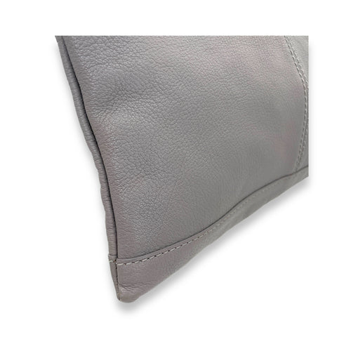 Clip Grey Clutch in Goat Leather, Silver hardware