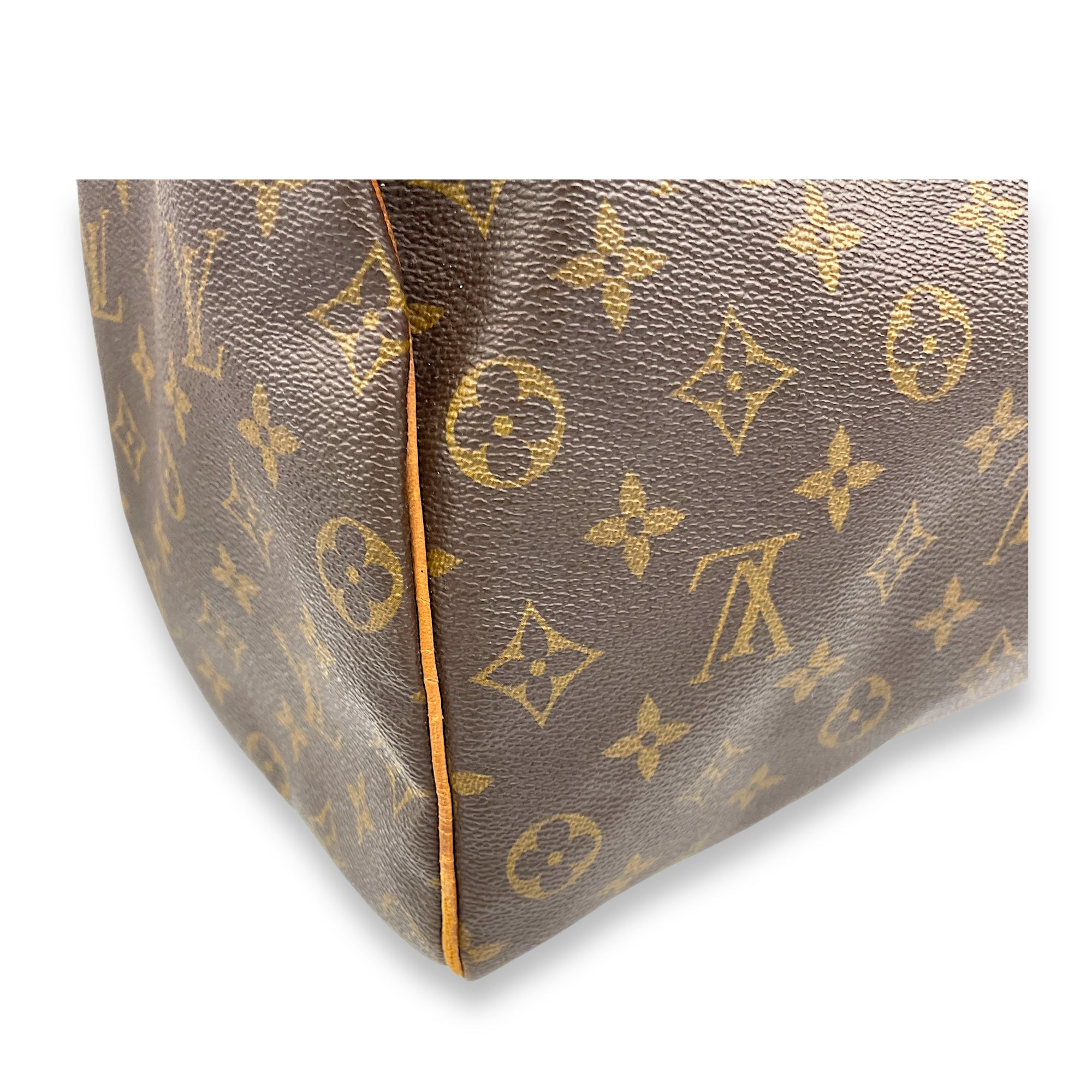 Speedy 35 Brown Top Handle Bag in Monogram Coated Canvas, Gold hardware