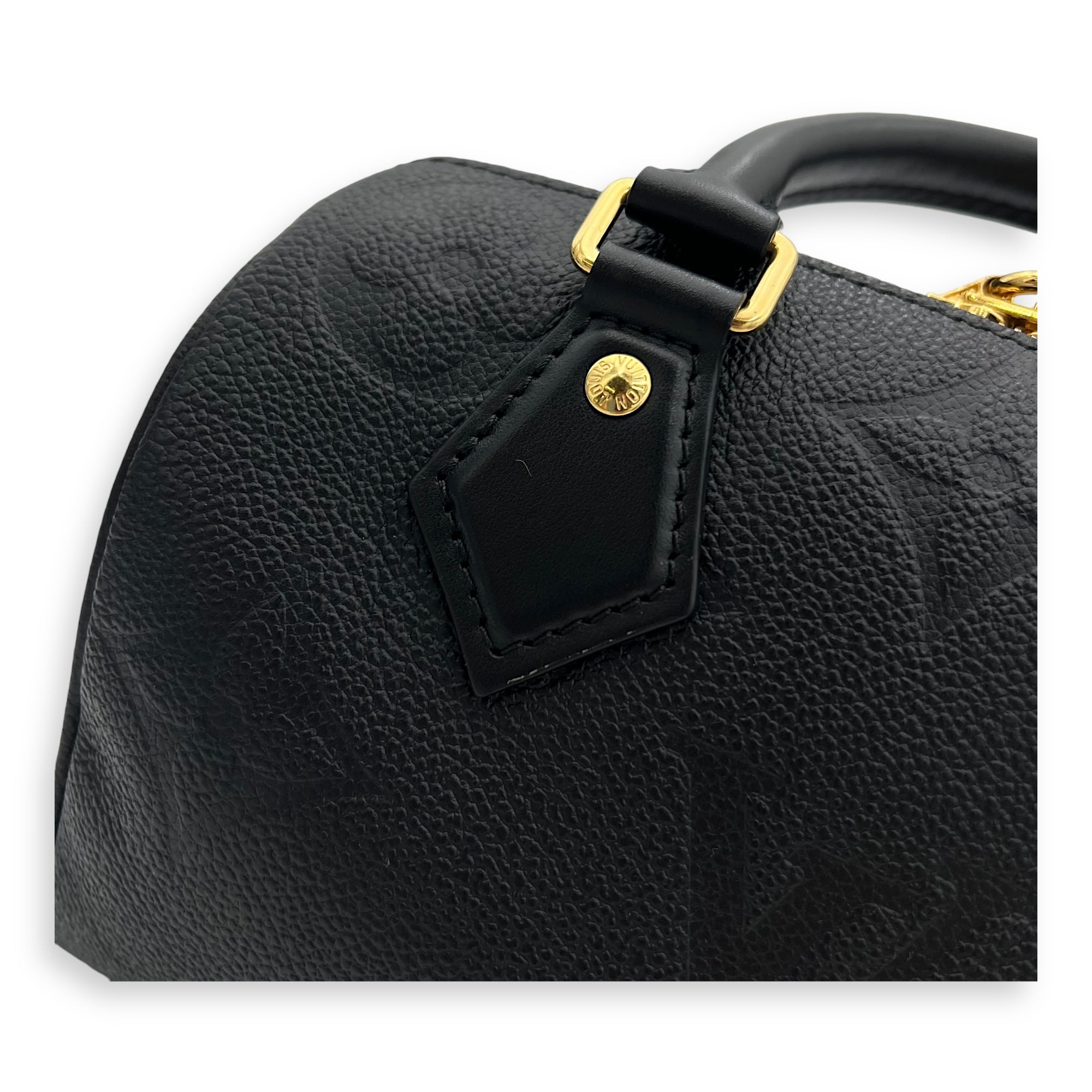 Speedy Bandouliere Top Handle Bag 20 Black in Empreinte Leather, Gold hardware