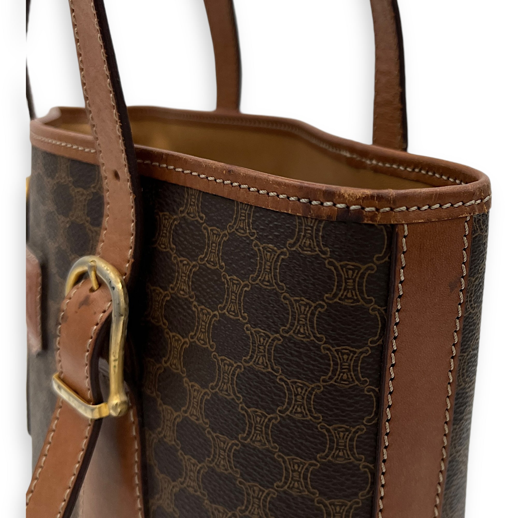 Macadam Tote Bag Brown in Coated Canvas, Gold hardware