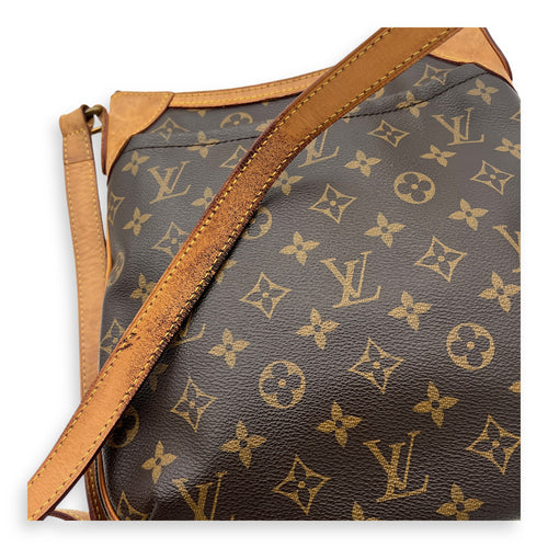 Odeon Crossbody Bag Brown in Monogram Coated Canvas, Gold hardware