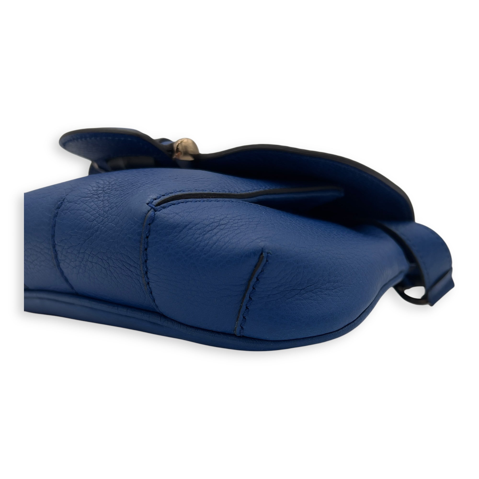 Bamboo Crossbody Bag Blue in Calfskin, Silver hardware