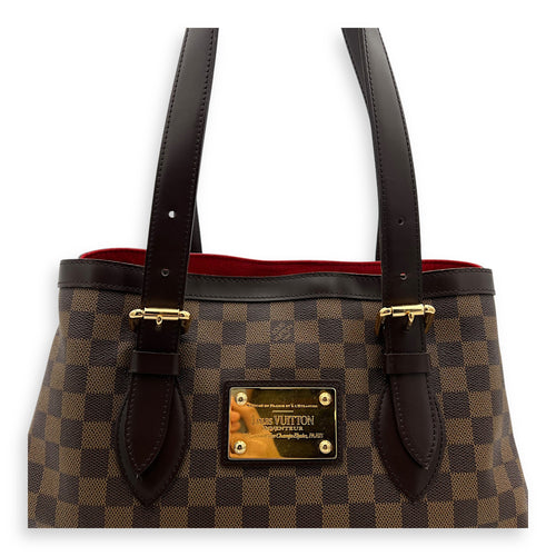 Louis Vuitton Hampstead Shoulder Bag Damier Ebene in Coated Canvas, Gold hardware_8