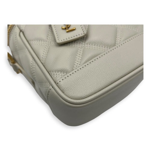 Saint Laurent Quilted 80's  Vanity Bag White in Calfskin, Gold hardware_8