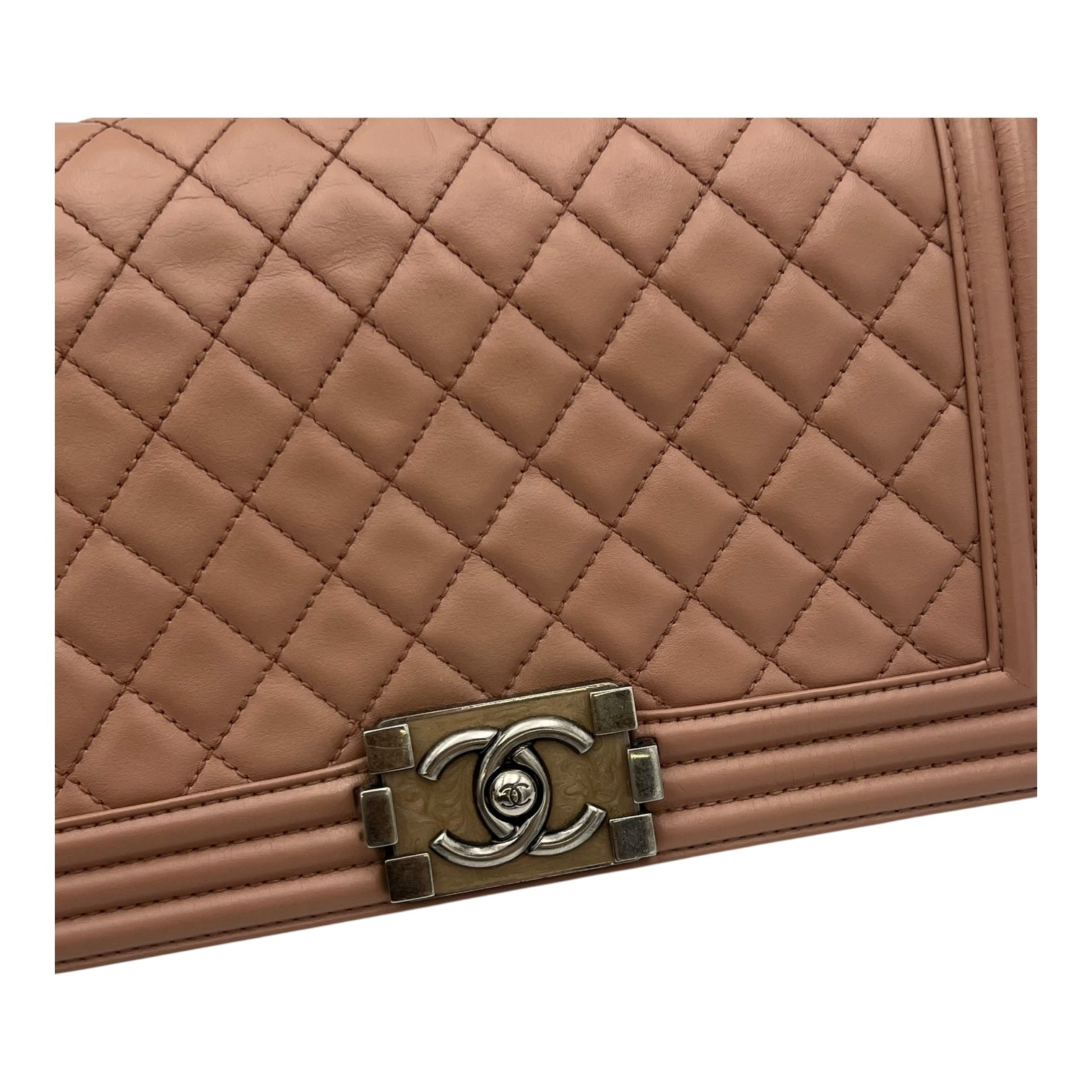 Chanel Boy Shoulder Bag Pink in Calfskin, Ruthenium hardware_7