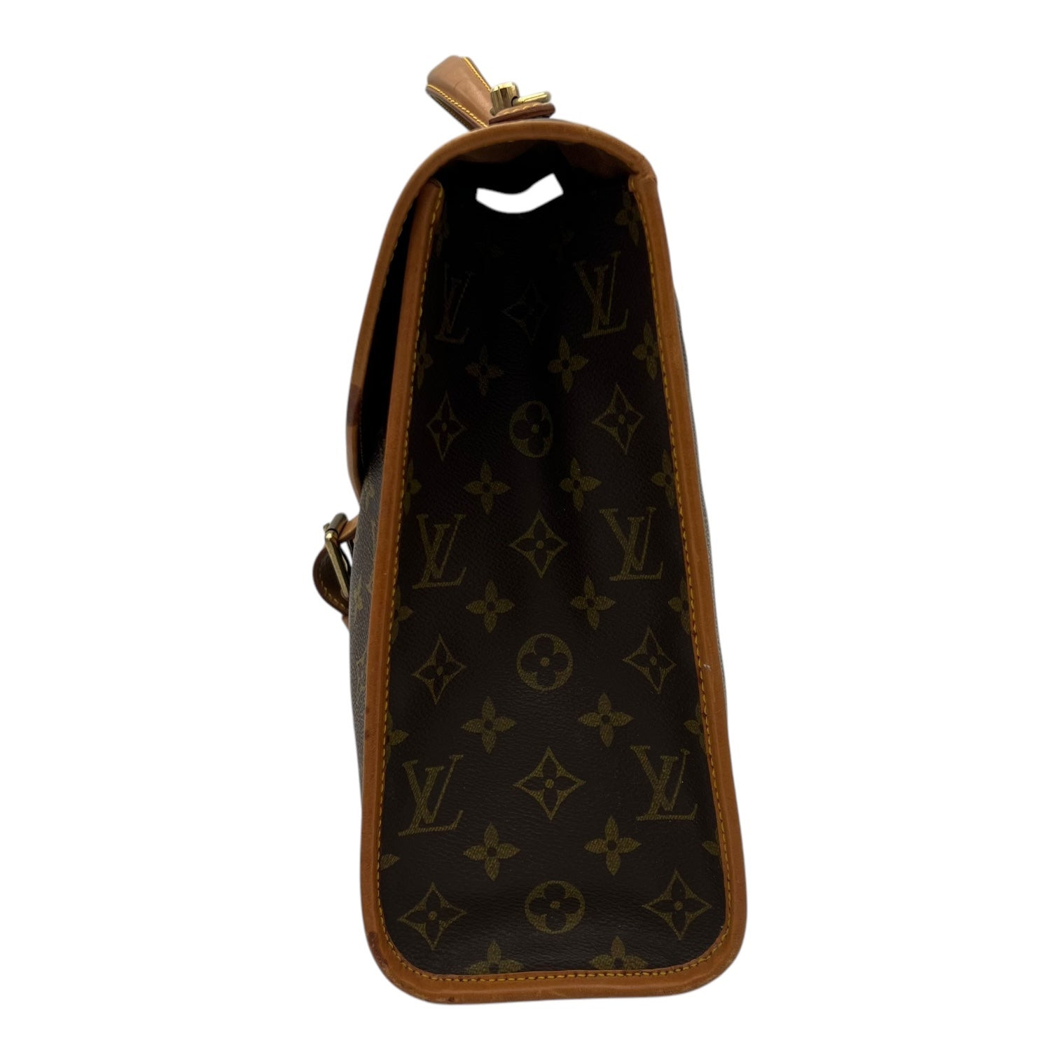 Louis Vuitton Beverly Top Handle Bag Brown in Monogram Coated Canvas, Gold hardware_4