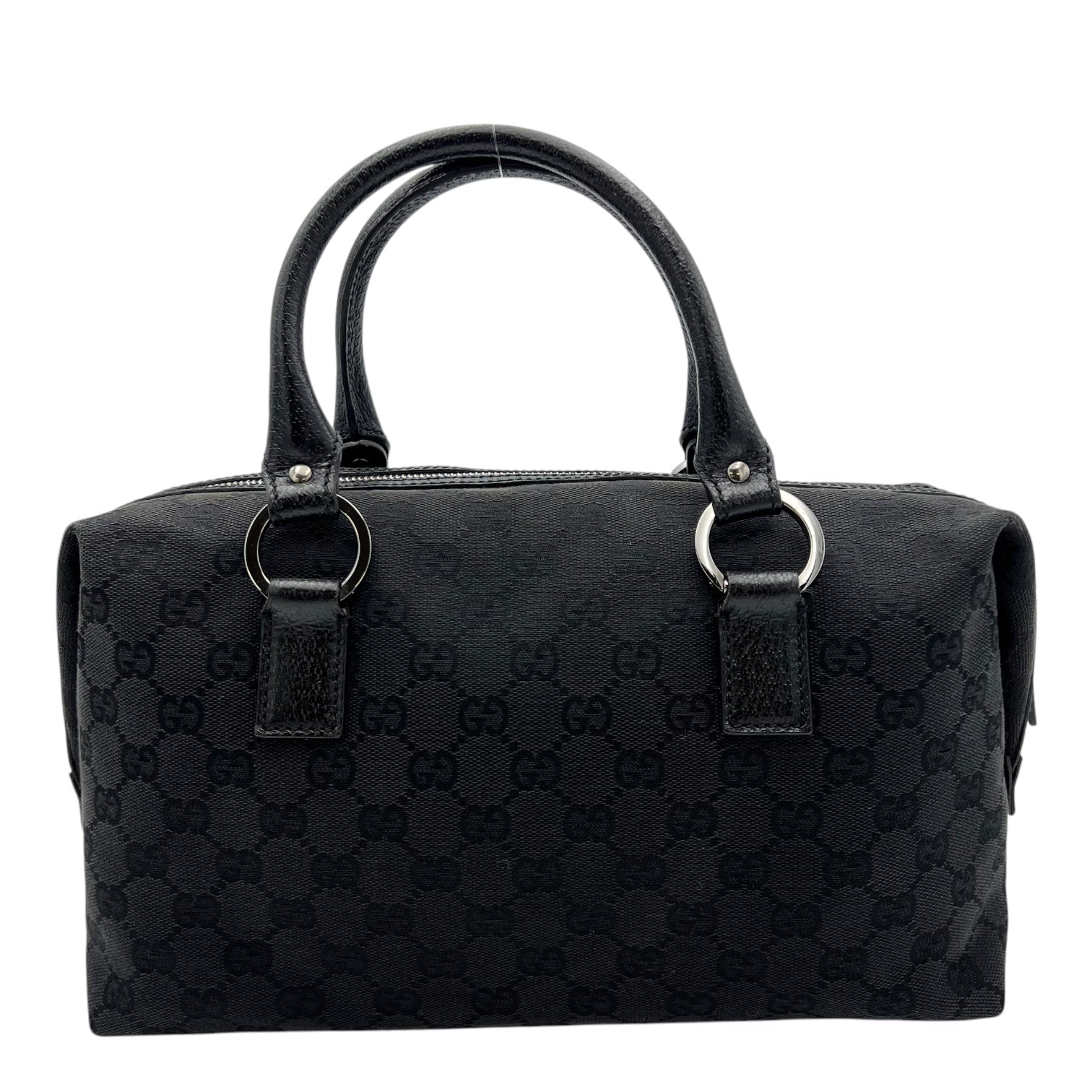 Gucci GG Top Handle Bag Black in Canvas, Silver hardware_1