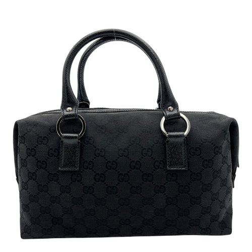 Gucci GG Top Handle Bag Black in Canvas, Silver hardware_1