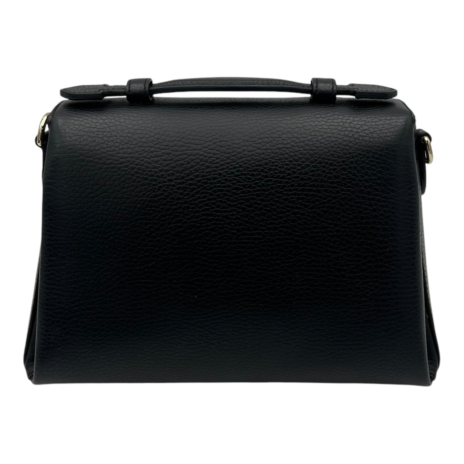 Gucci Interlocking G Top Handle Bag Black in Calfskin, Gold hardware_2