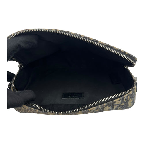 Christian Dior Safari Crossbody Bag Blue in Jacquard, Silver hardware_6