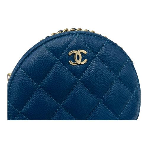 Chanel Round CC Crossbody Bag Blue in Caviar Leather, Gold hardware_7
