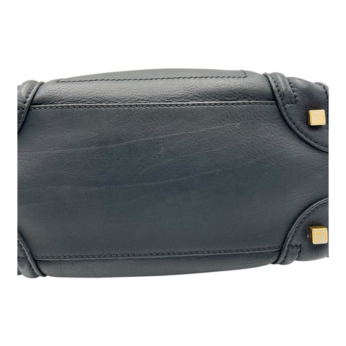 Celine Luggage Top Handle Bag Micro Black in Calfskin, Gold hardware_7