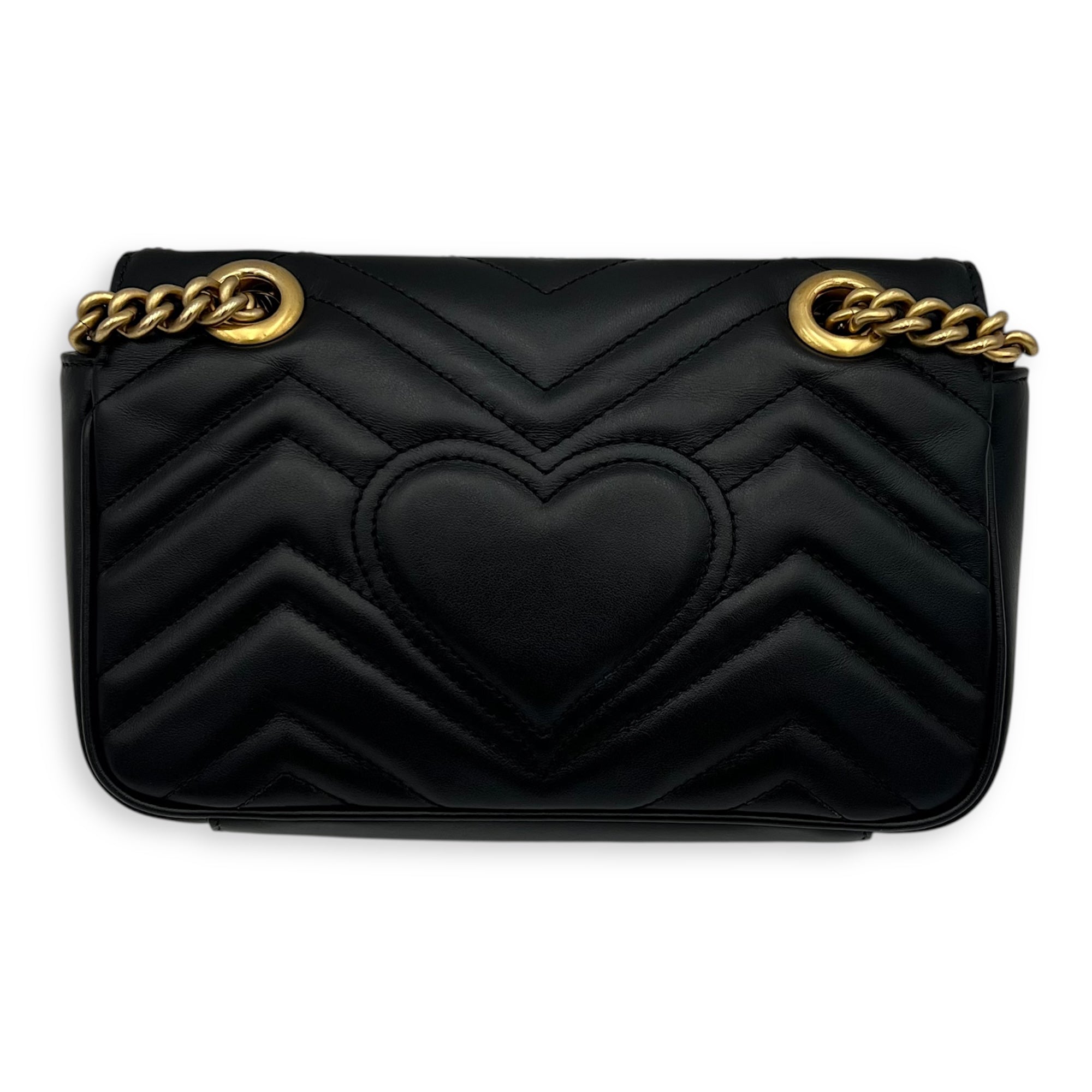 Gucci GG Marmont Shoulder Bag Black in Calfskin, Gold hardware_2