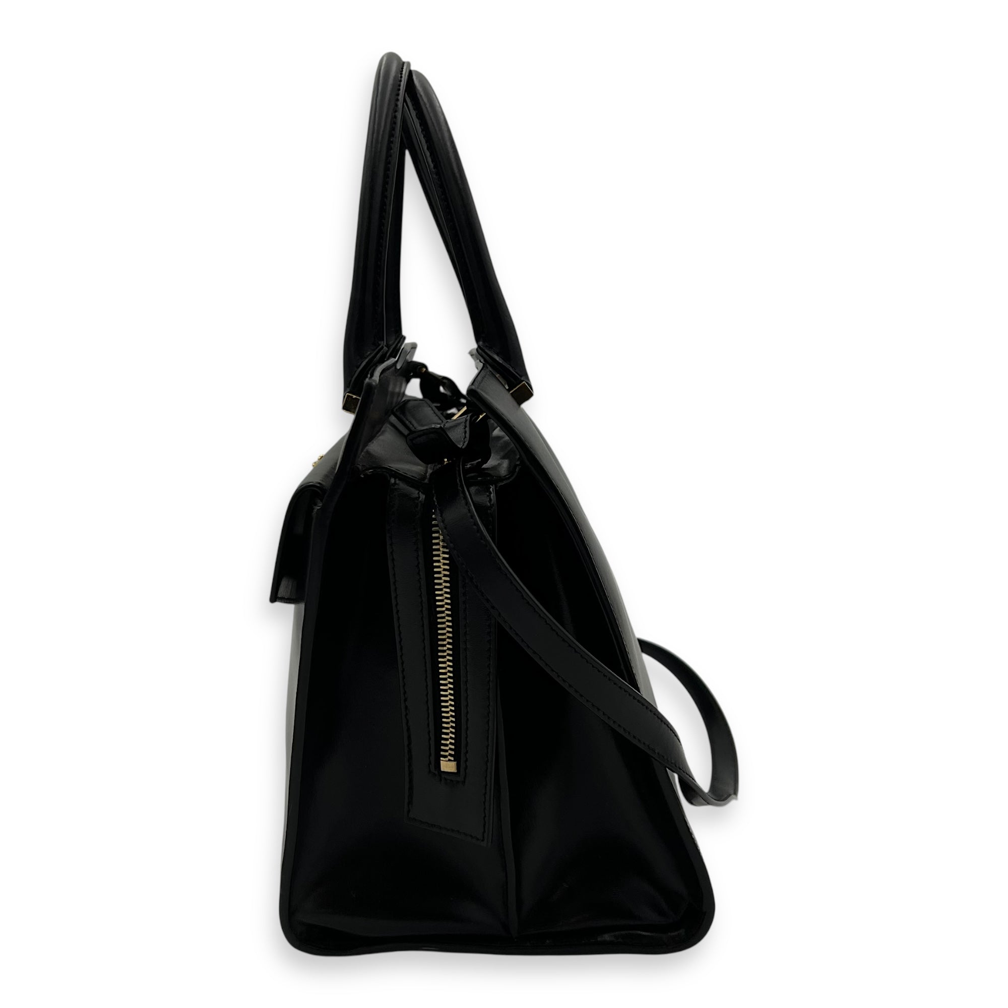 Saint Laurent Uptown Top Handle Bag Black in Calfskin, Gold hardware_4