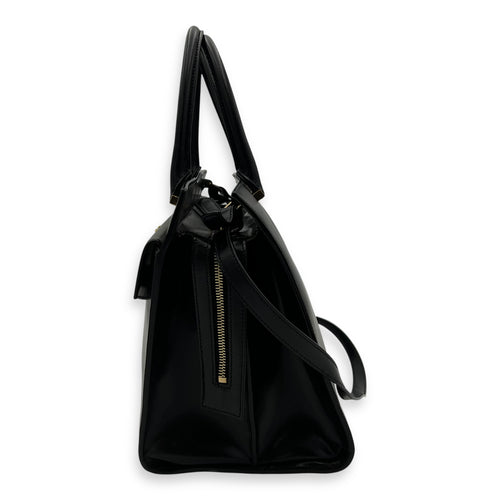 Saint Laurent Uptown Top Handle Bag Black in Calfskin, Gold hardware_4