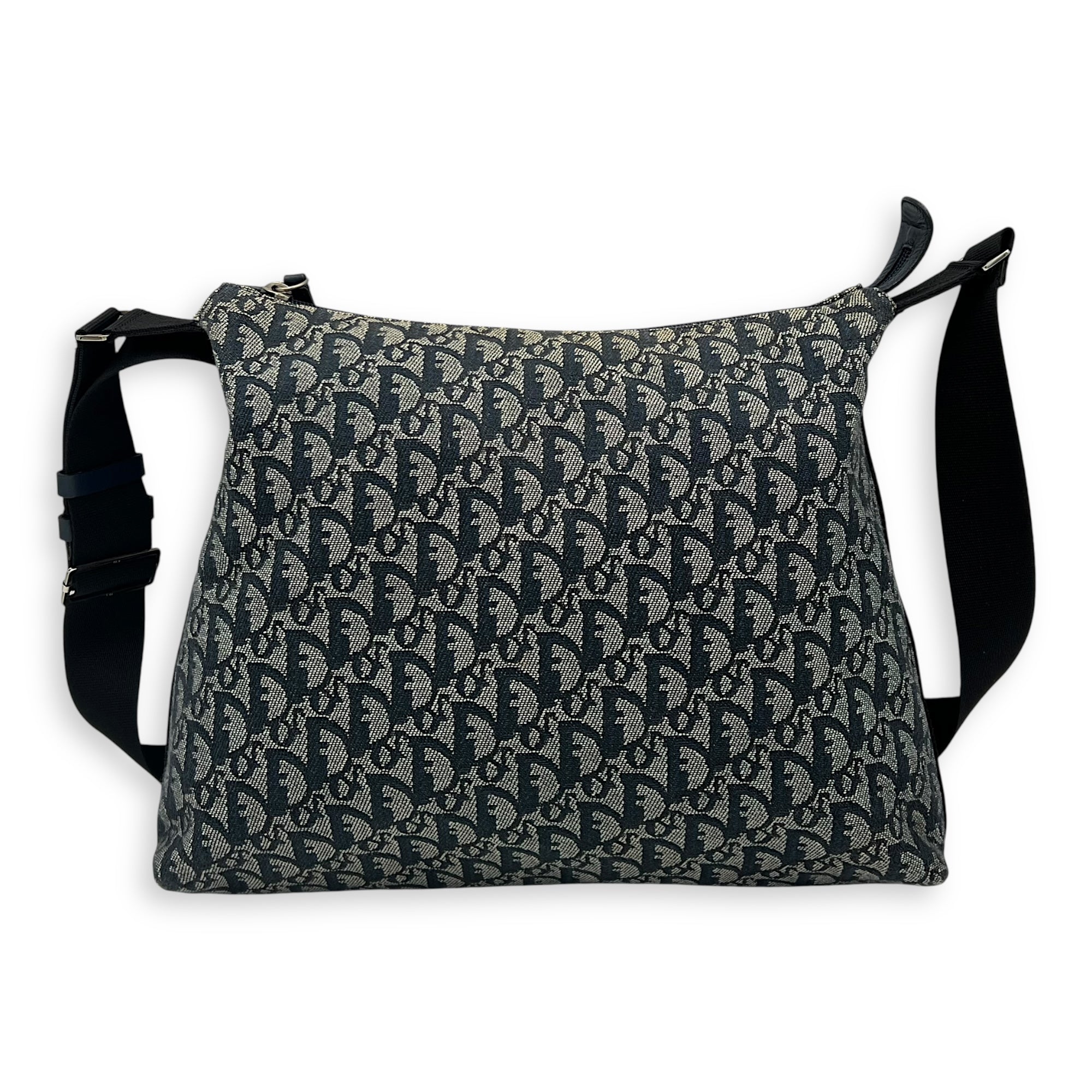 Christian Dior Oblique Crossbody Bag Blue in Jacquard, Silver hardware_2
