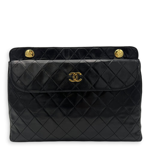 Chanel Vintage Shoulder Bag Black in Lambskin, Gold hardware_1